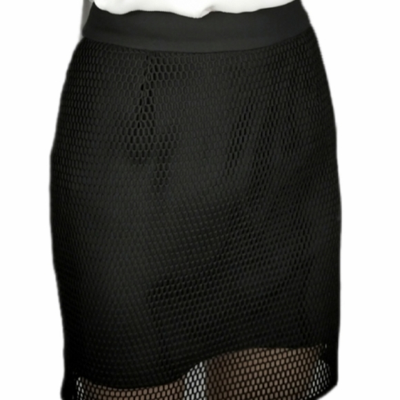 Net Overlay Pencil Mini Skirt Fishnet 8 - Picture 3 of 3